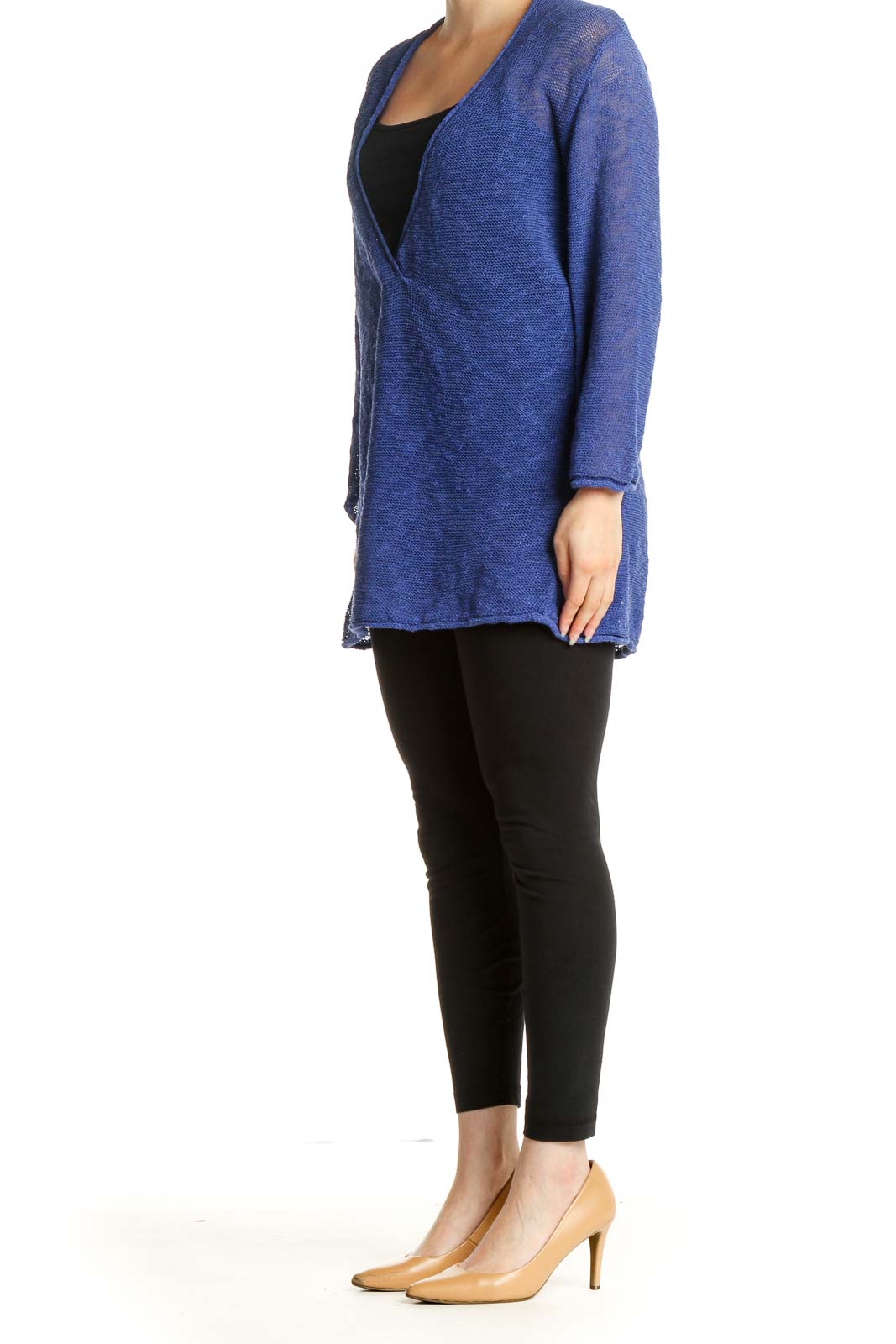 Blue Textured All Day Wear Sweater