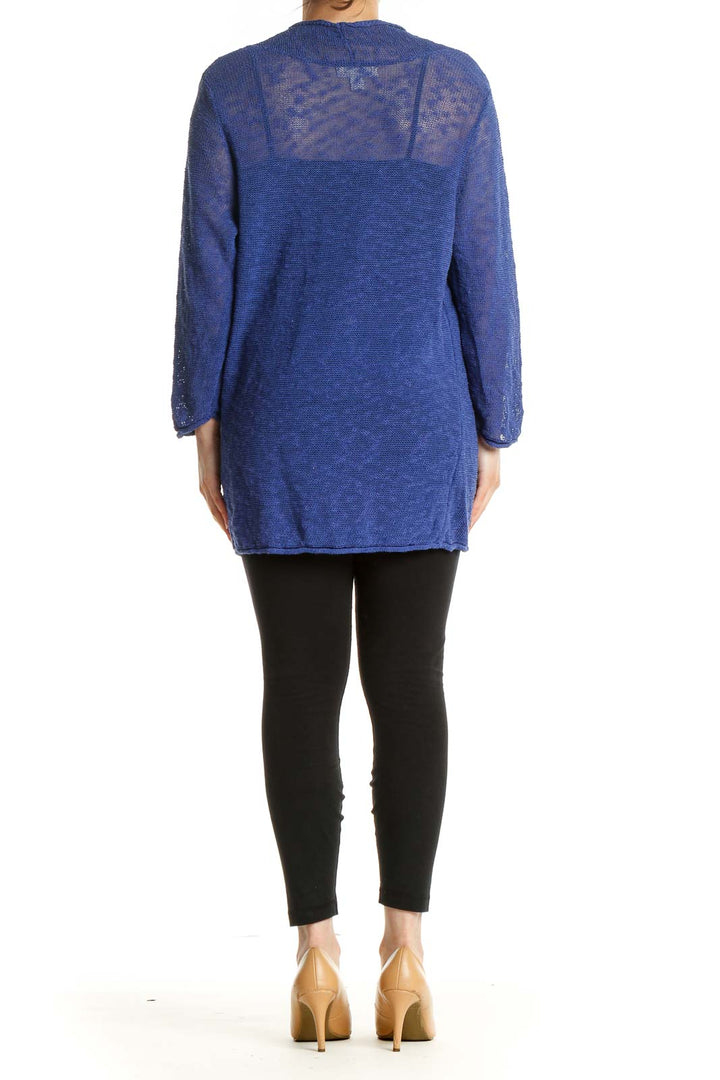 Blue Textured All Day Wear Sweater