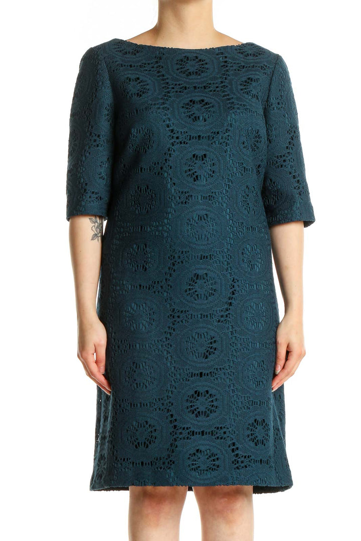 Blue Lace Day Shift Dress