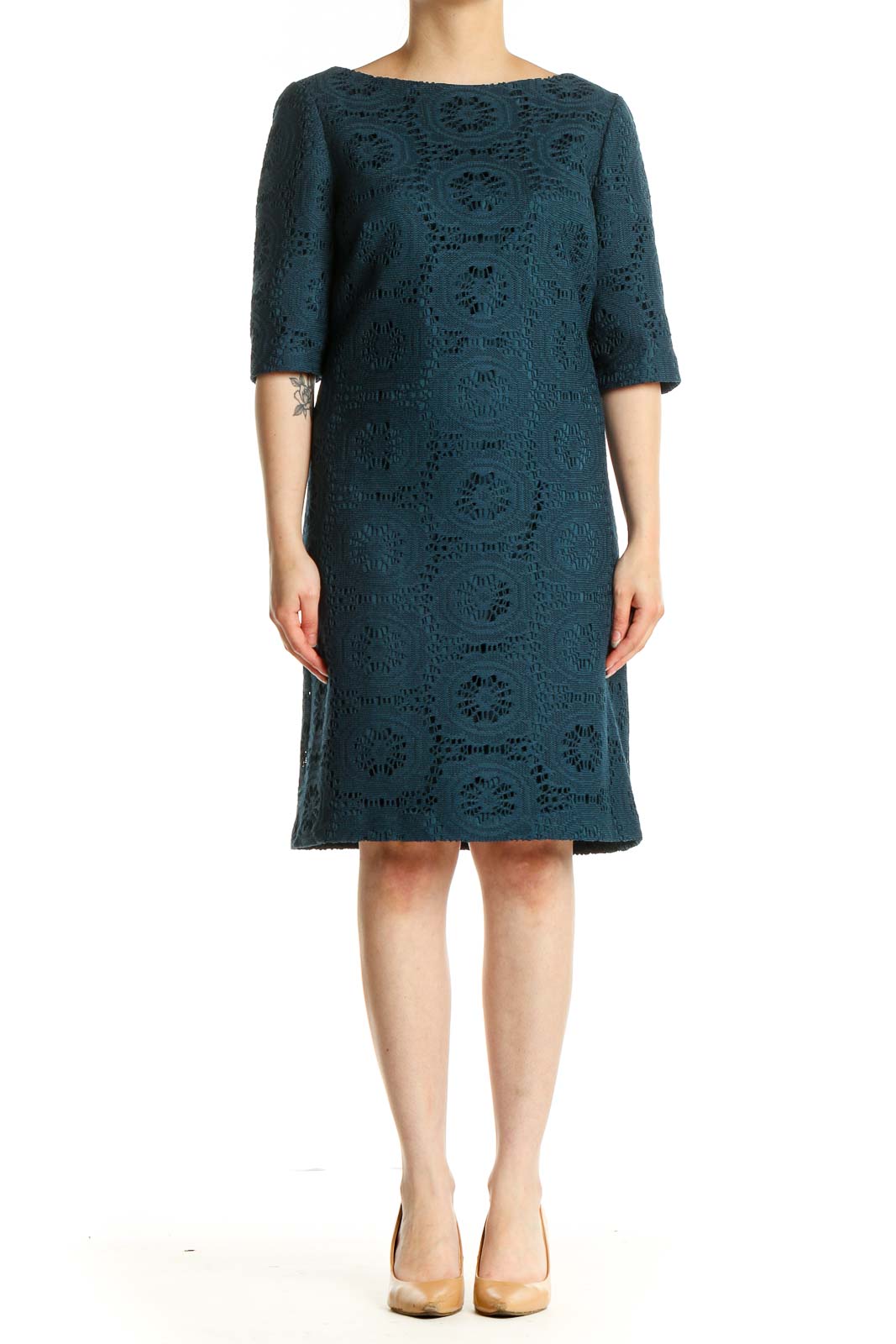 Blue Lace Day Shift Dress