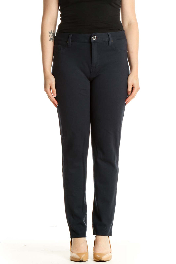 Blue Solid All Day Wear Trousers