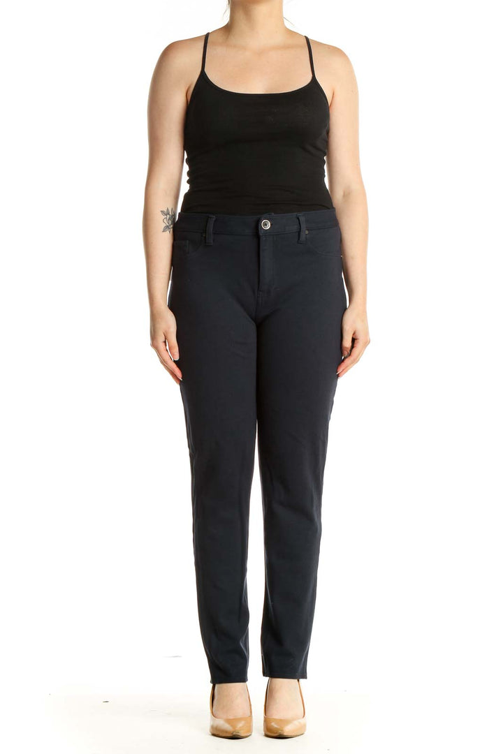 Blue Solid All Day Wear Trousers