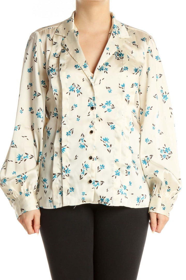 Beige Floral Print All Day Wear Shirt