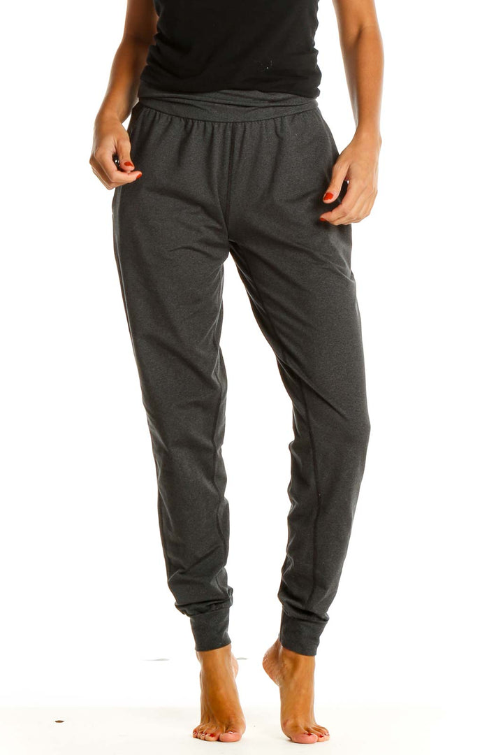 Gray Textured Casual Sweatpants