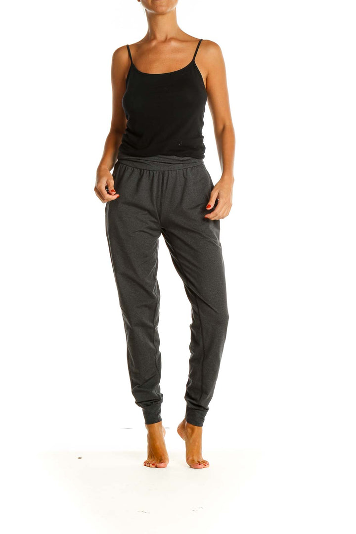 Gray Textured Casual Sweatpants