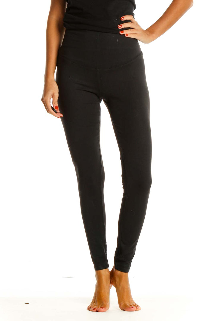 Black Solid Casual Leggings