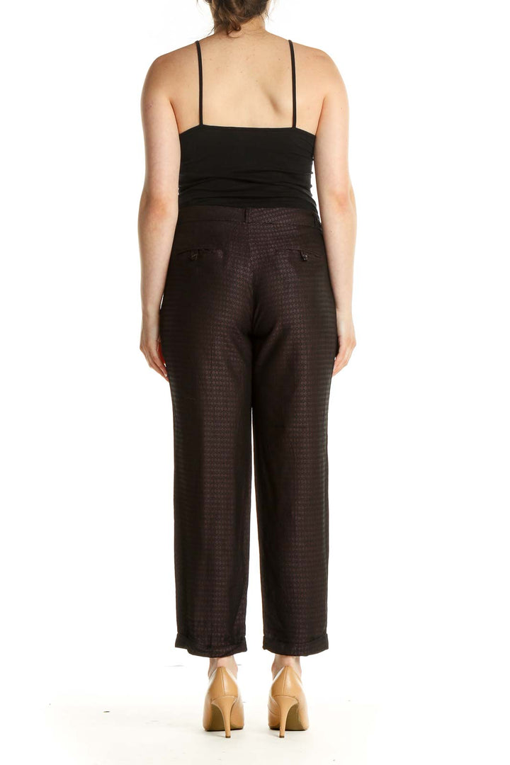 Black Textured Casual Trousers