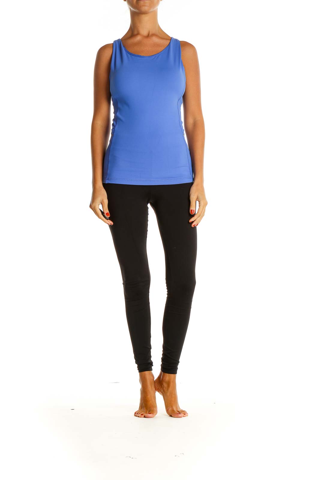 Blue Solid Activewear Tank Top