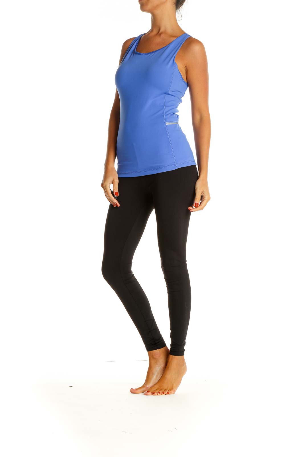 Blue Solid Activewear Tank Top