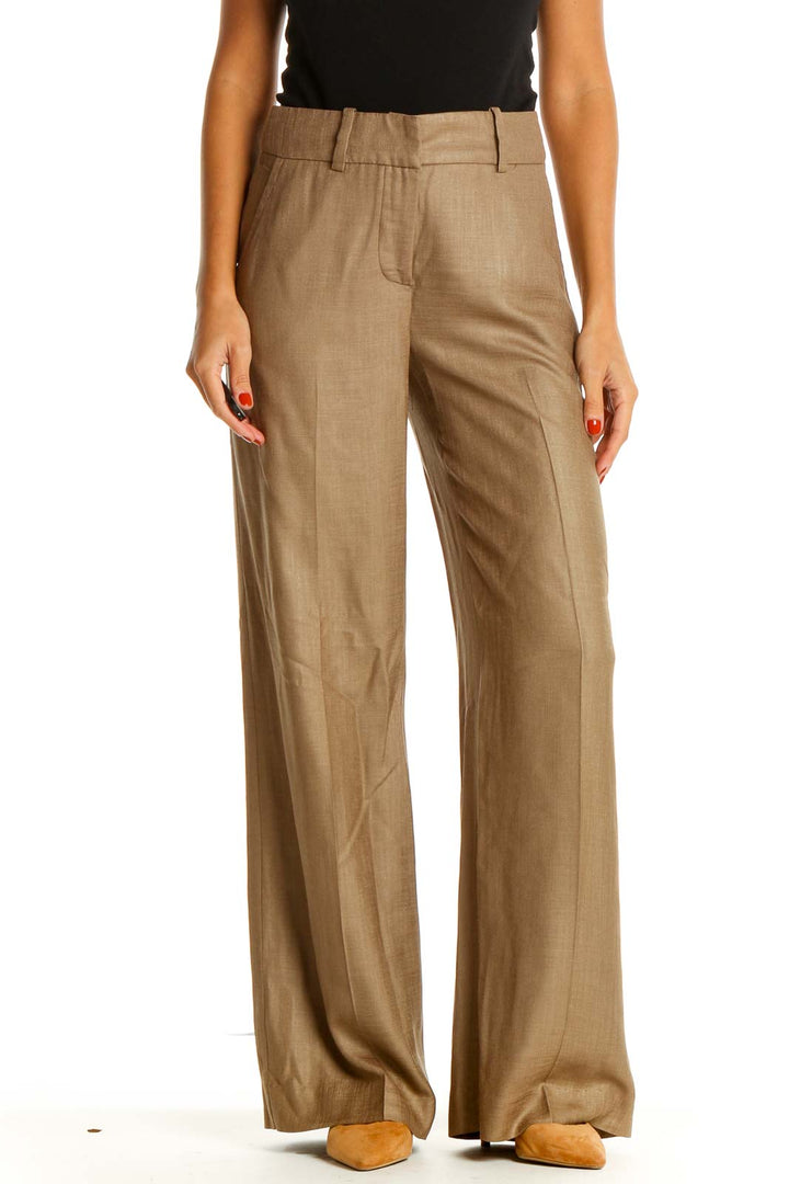 Brown Classic Wide-leg Trousers