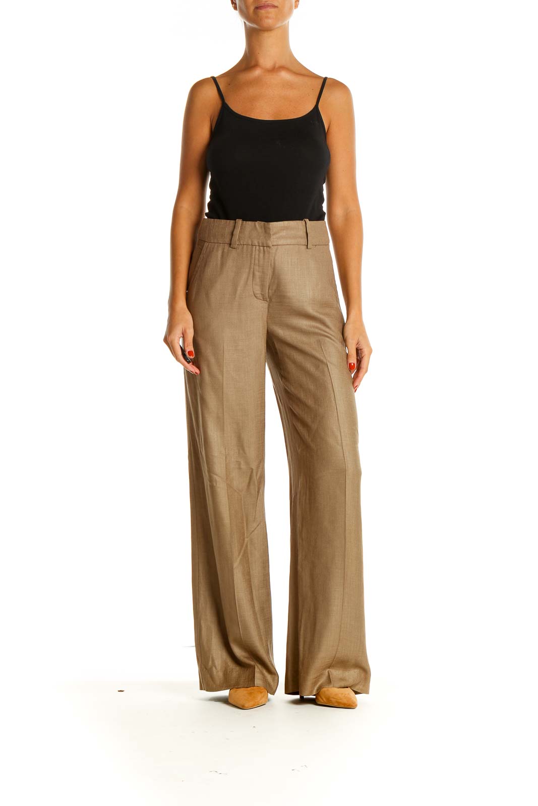 Brown Classic Wide-leg Trousers