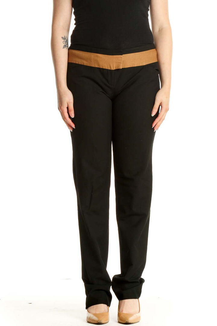 Black Solid Casual Trousers