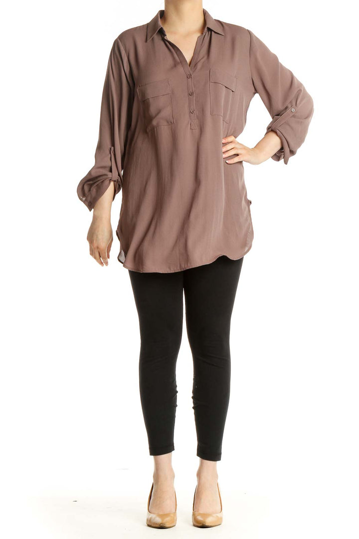 Brown Solid All Day Wear Shirt