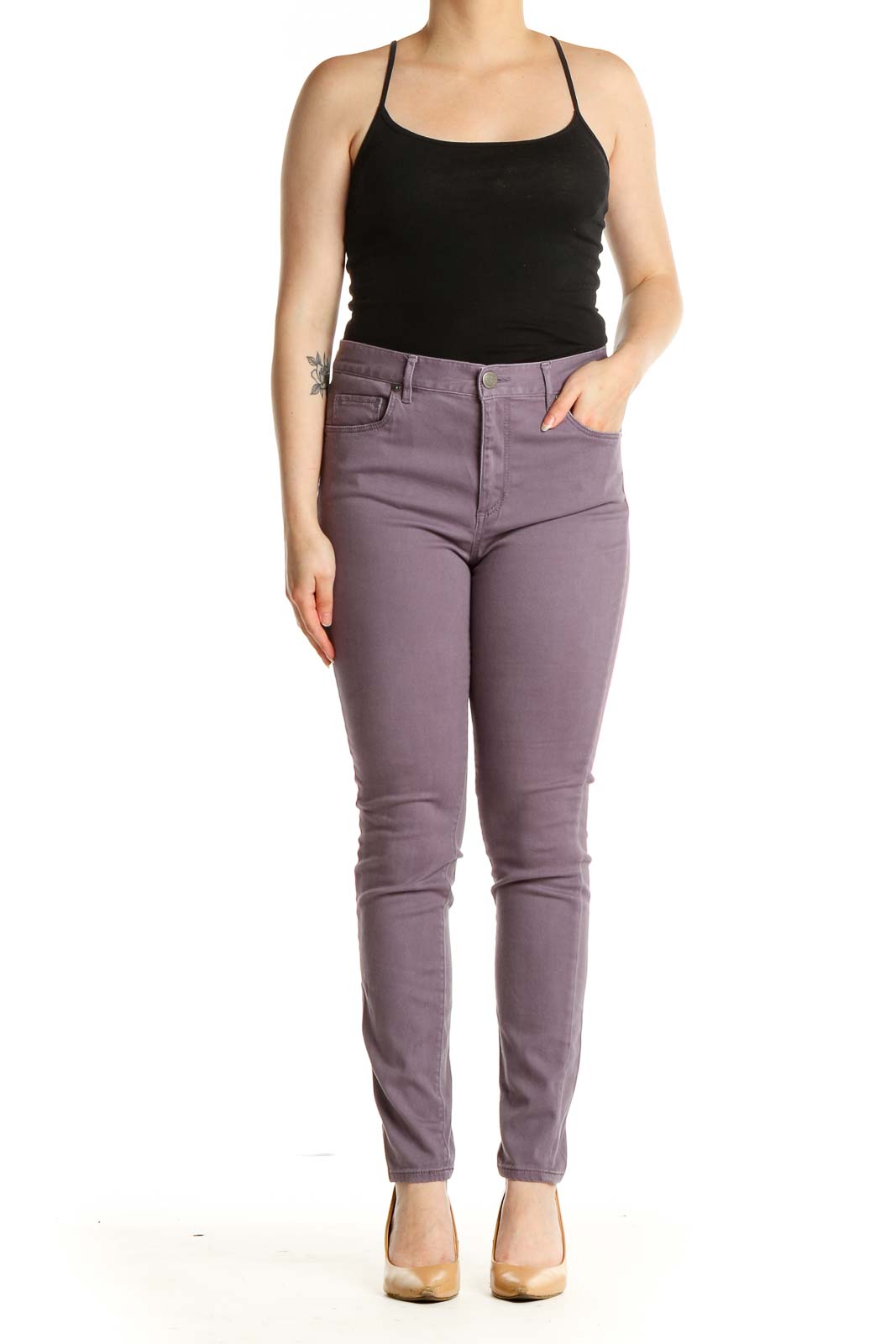 Purple Casual Pants