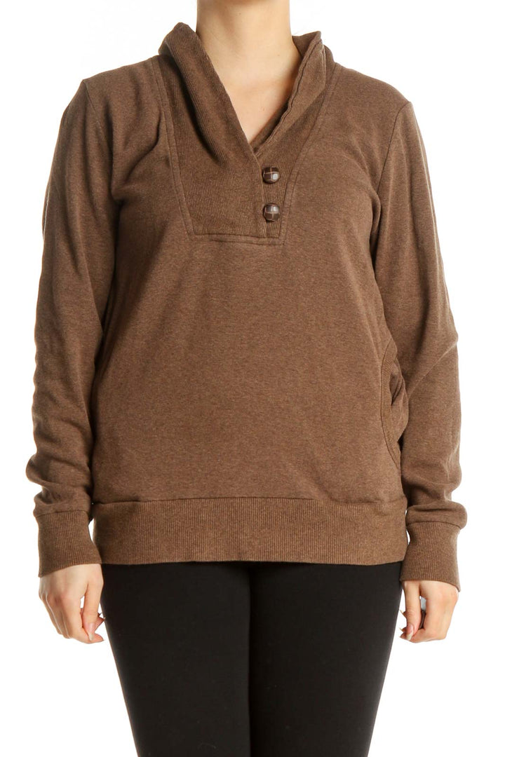 Brown Solid Classic Sweater