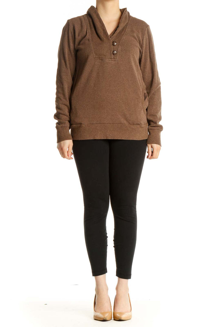 Brown Solid Classic Sweater