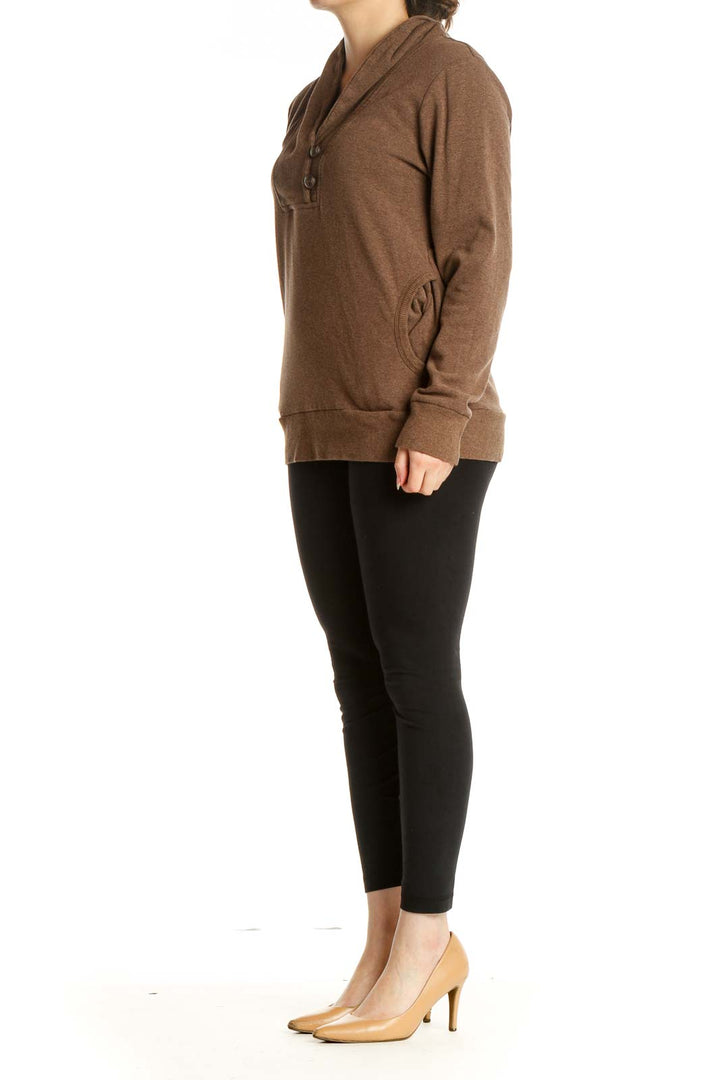 Brown Solid Classic Sweater