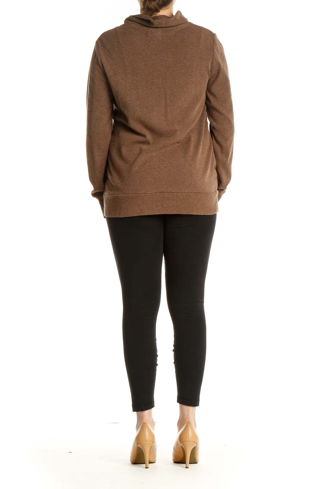 Brown Solid Classic Sweater