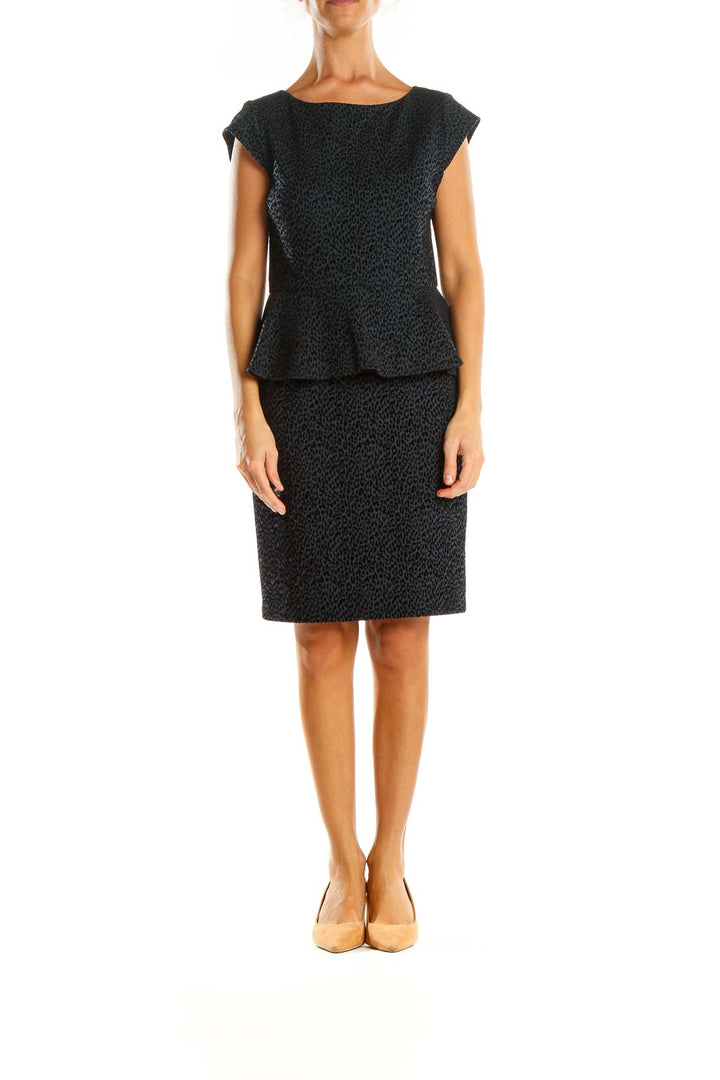 Black Animal Print Classic Sheath Dress