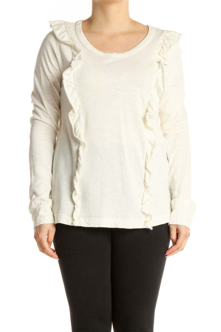 Beige Solid Casual Blouse