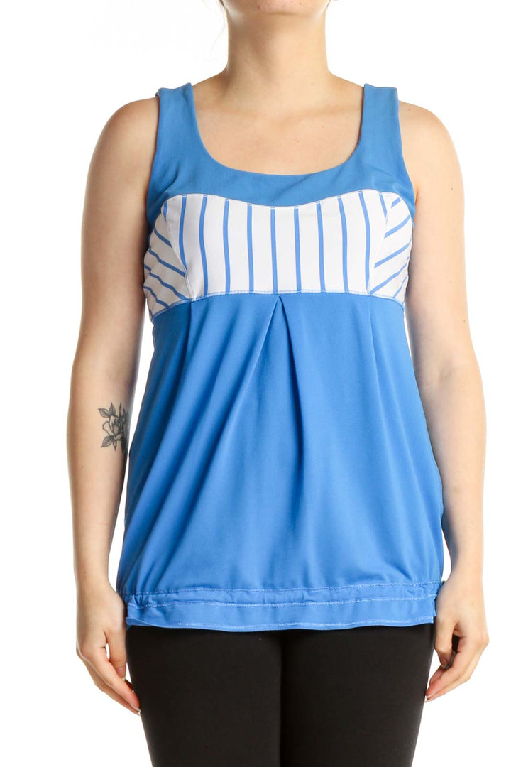 Blue Colorblock Activewear Tank Top