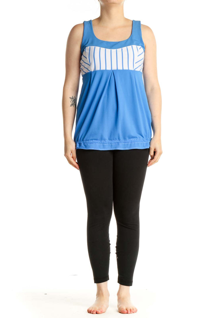 Blue Colorblock Activewear Tank Top