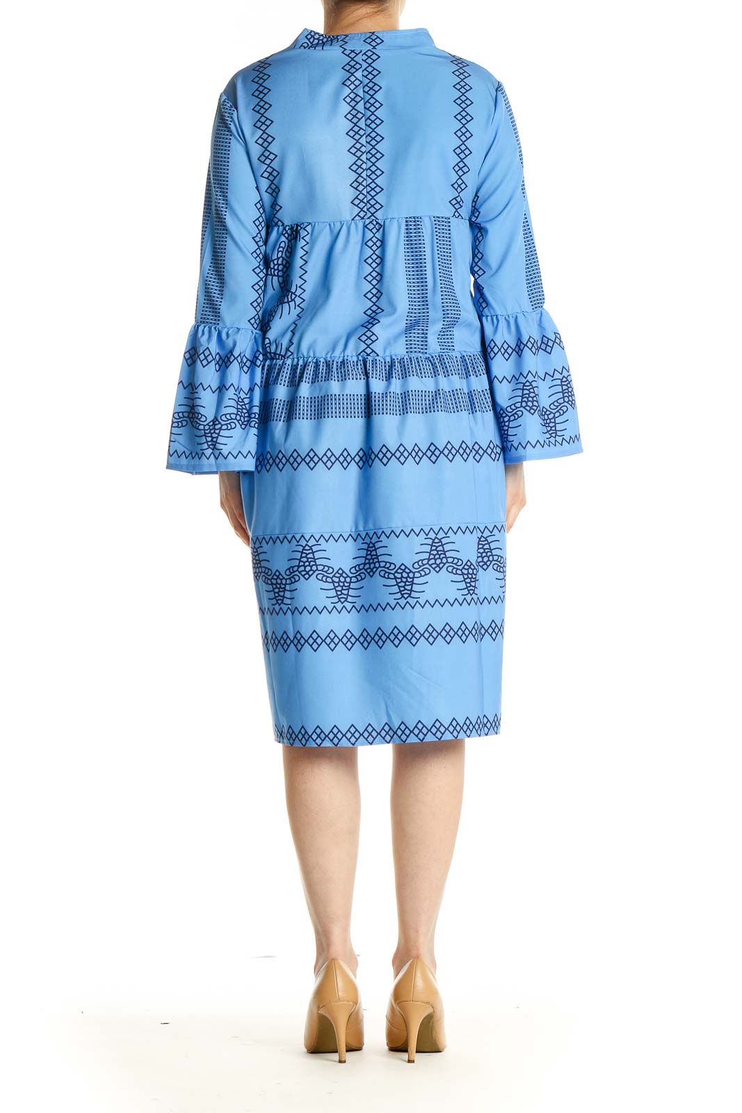 Blue Geometric Print Shift Dress