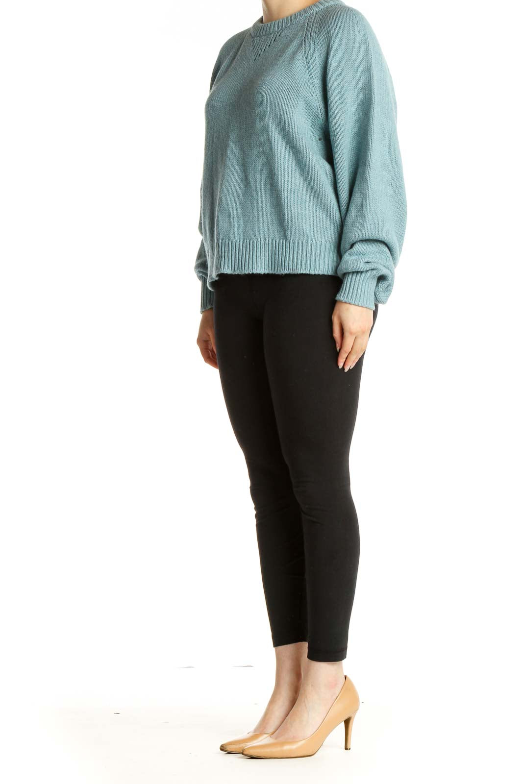 Blue Textured Classic Sweater