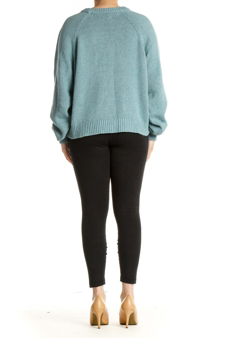 Blue Textured Classic Sweater