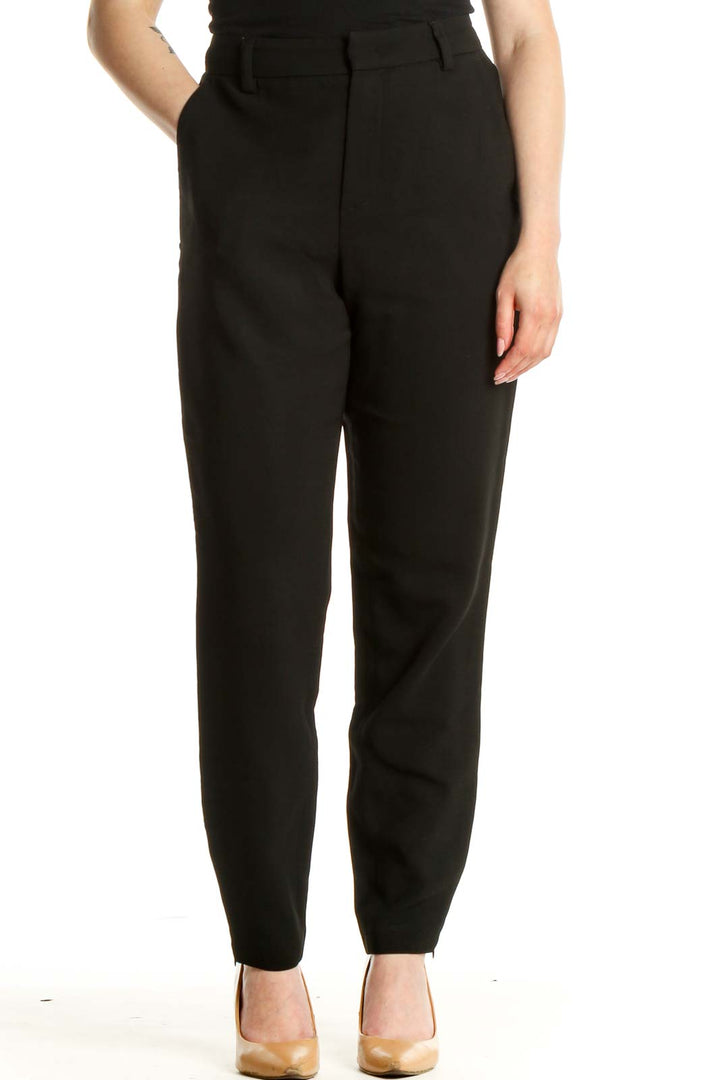 Black Solid All Day Wear Trousers