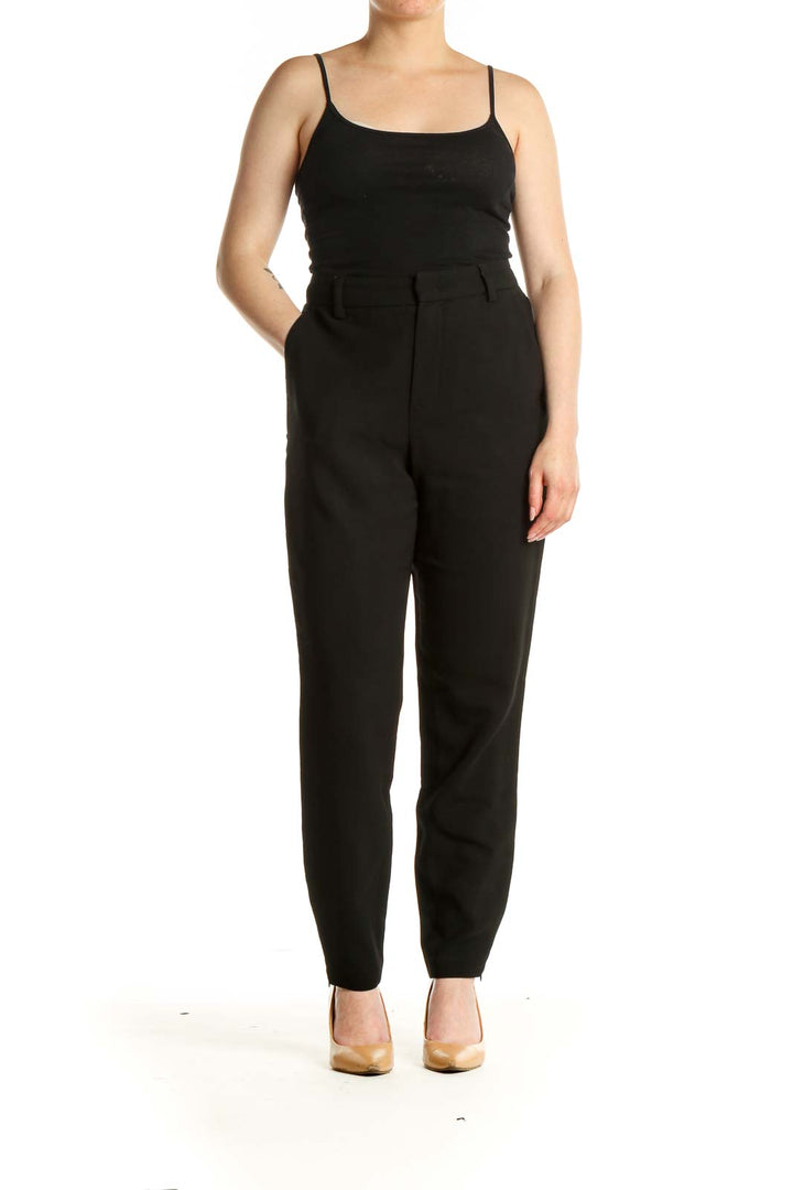 Black Solid All Day Wear Trousers