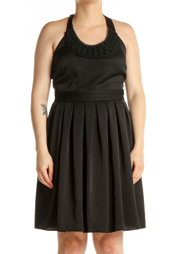 Black Solid Day Fit & Flare Dress