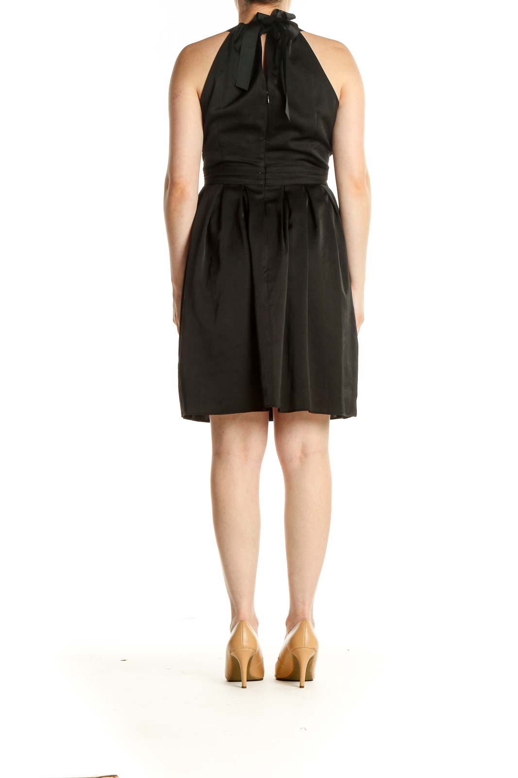 Black Solid Day Fit & Flare Dress