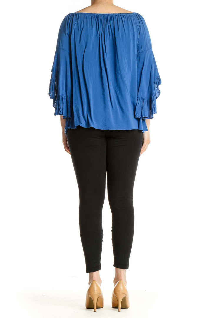 Blue Solid Holiday Blouse