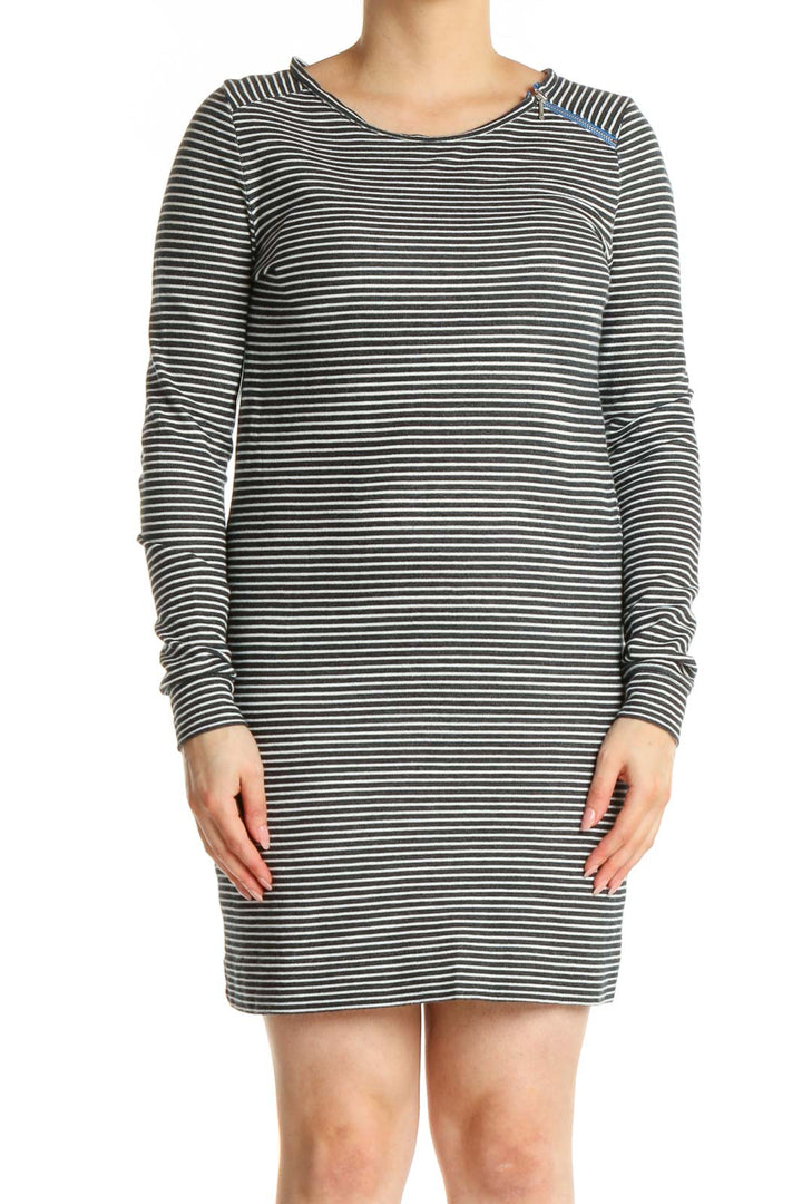 Black Striped Day Shift Dress