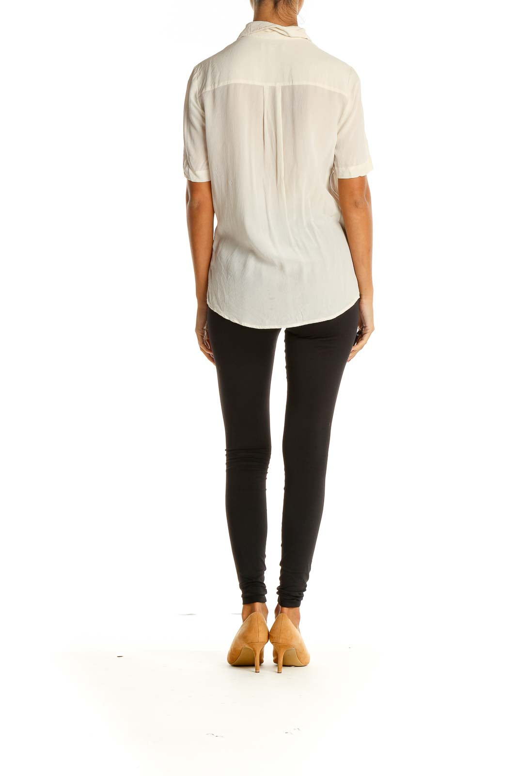 White Solid Casual Shirt