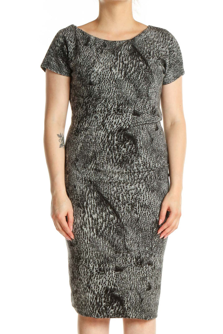 Gray Printed Sheath Dress