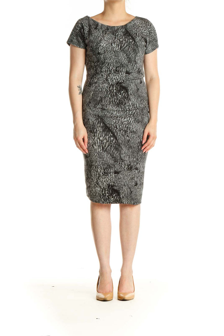 Gray Printed Sheath Dress