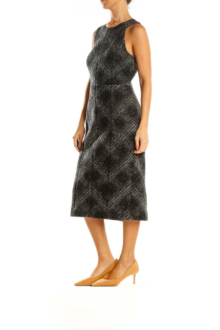 Black Printed Classic Sheath Dress