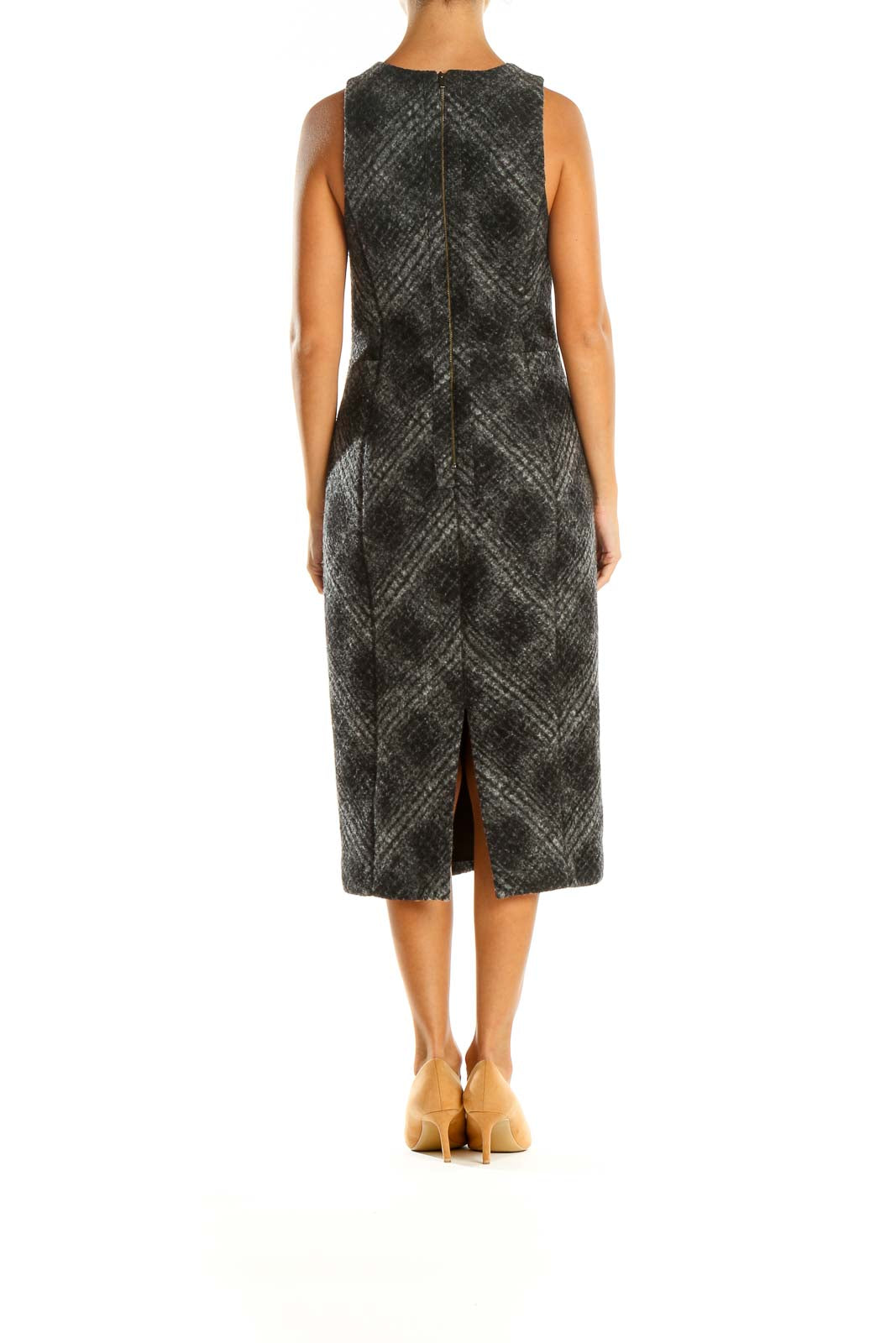 Black Printed Classic Sheath Dress