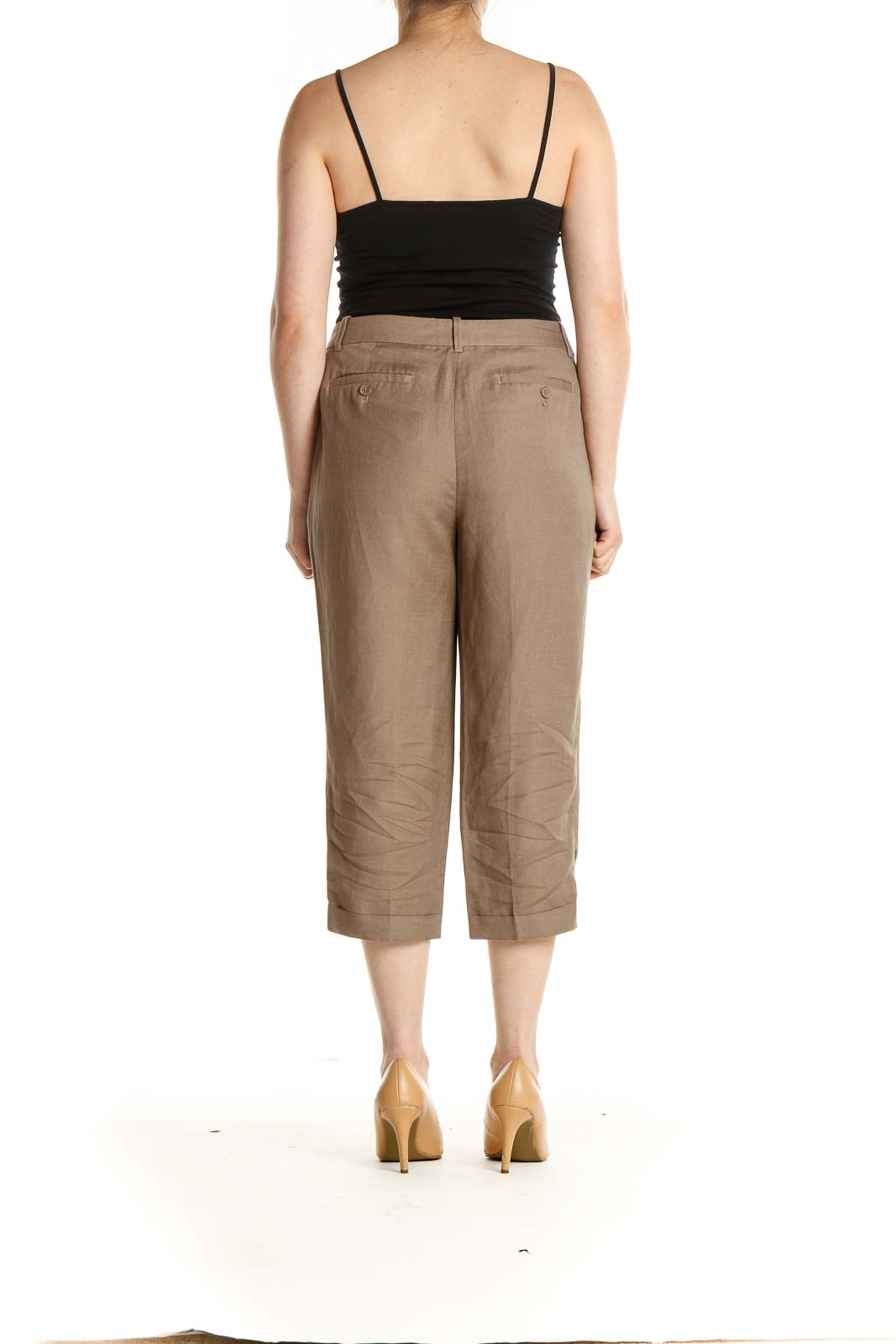 Brown Casual Capri Pants