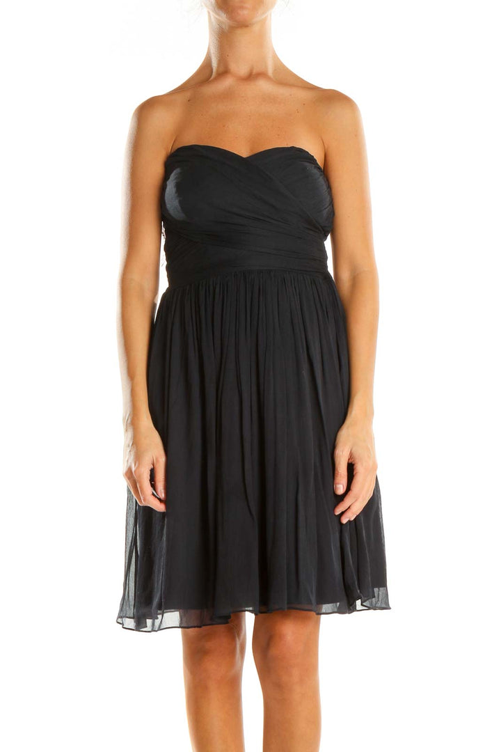 Black Solid Cocktail Fit & Flare Dress