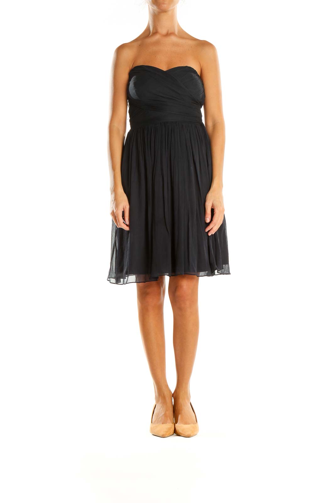 Black Solid Cocktail Fit & Flare Dress