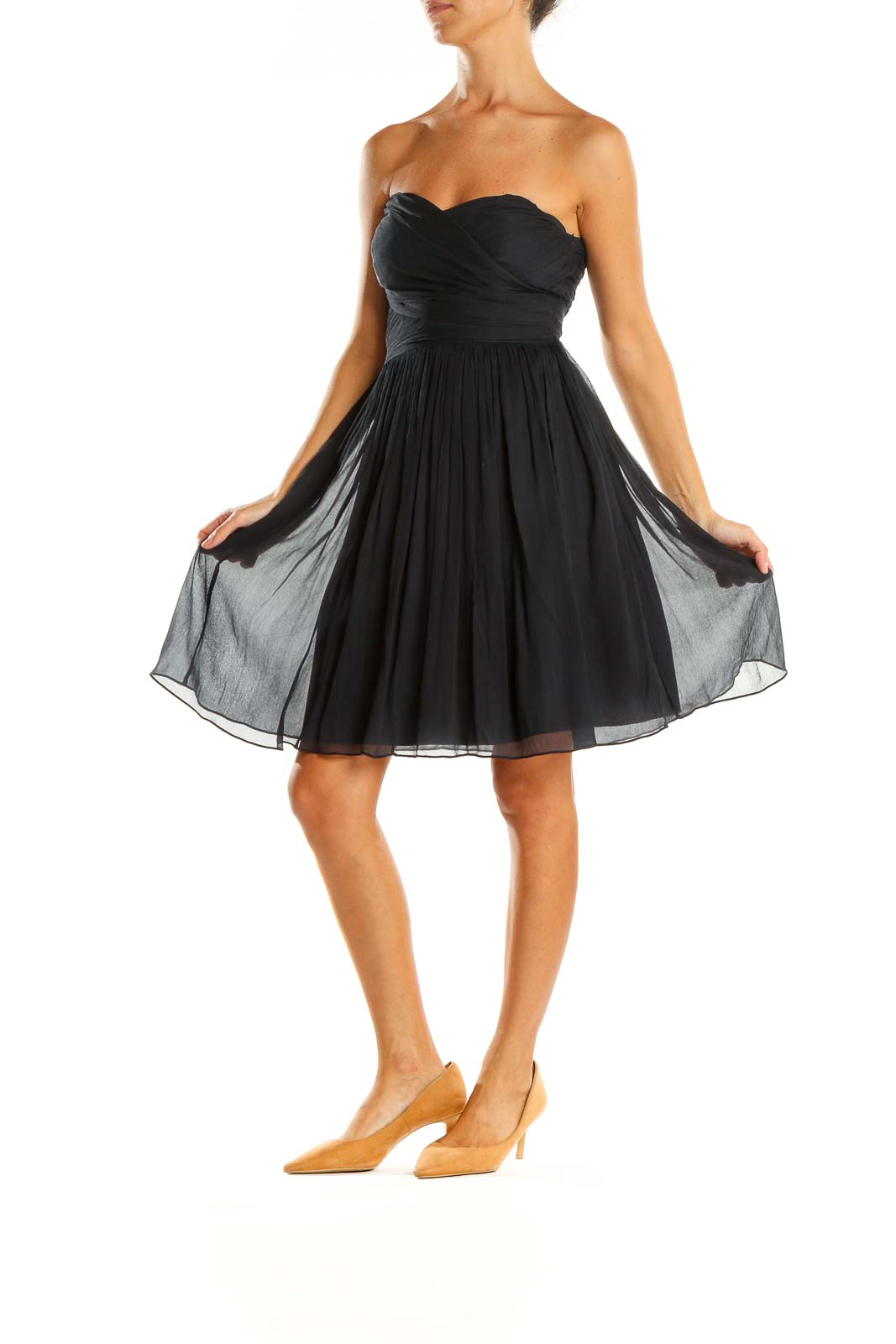 Black Solid Cocktail Fit & Flare Dress