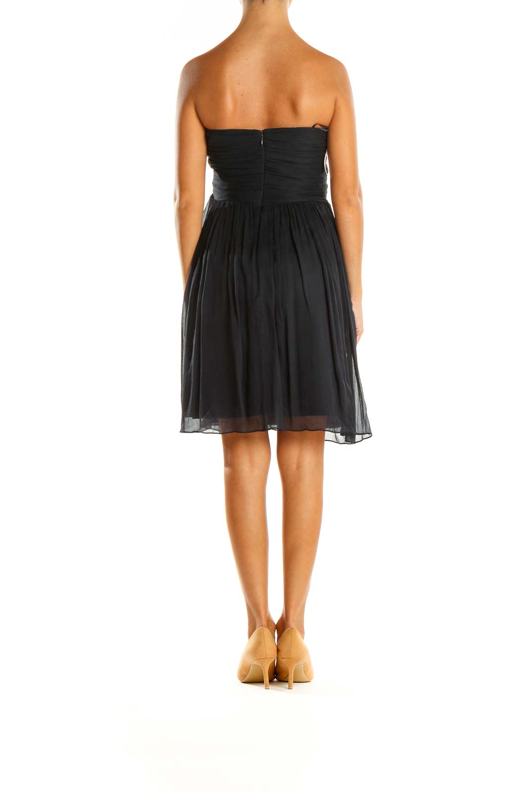 Black Solid Cocktail Fit & Flare Dress