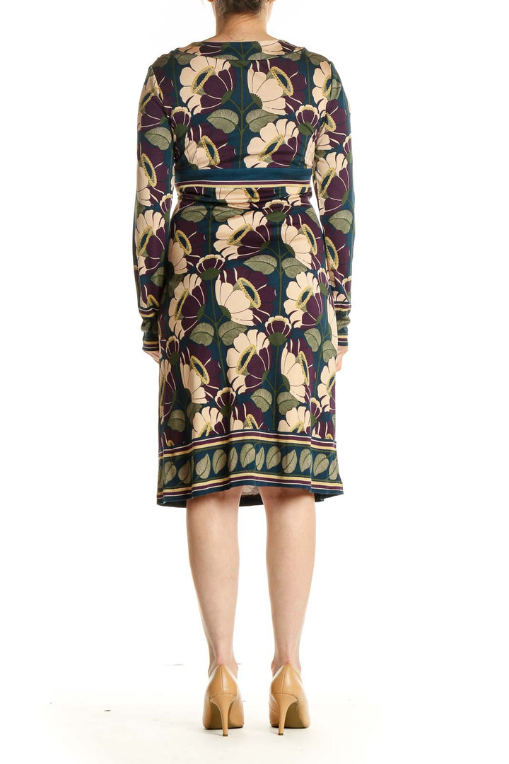 Beige Floral Print Sheath Dress