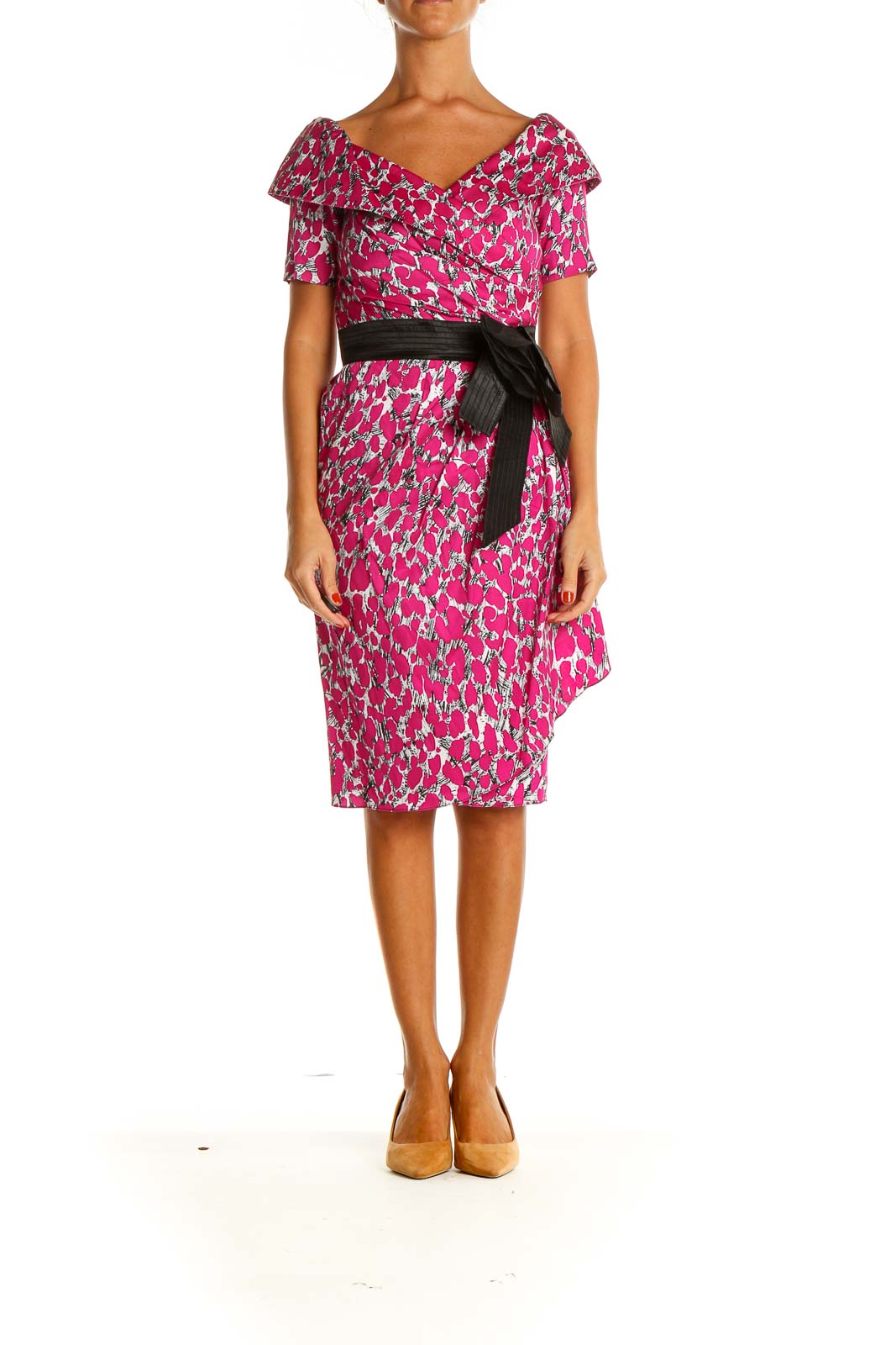 Pink Printed Sheath Dress