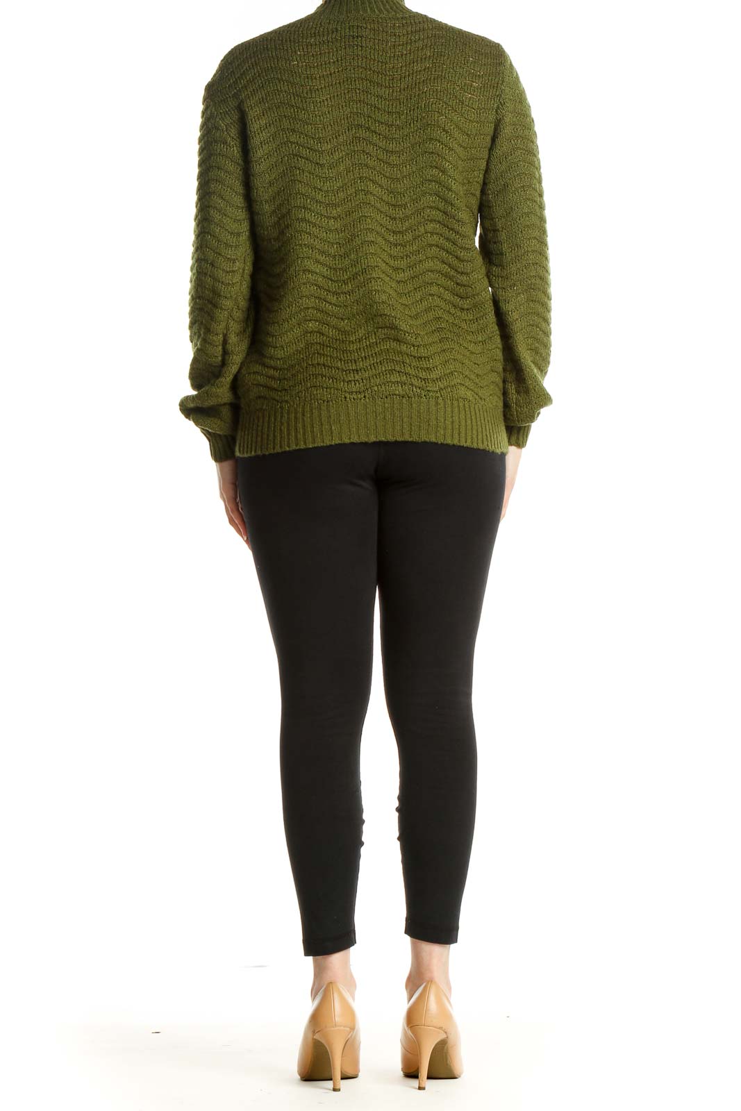 Green Textured All Day Wear Sweater