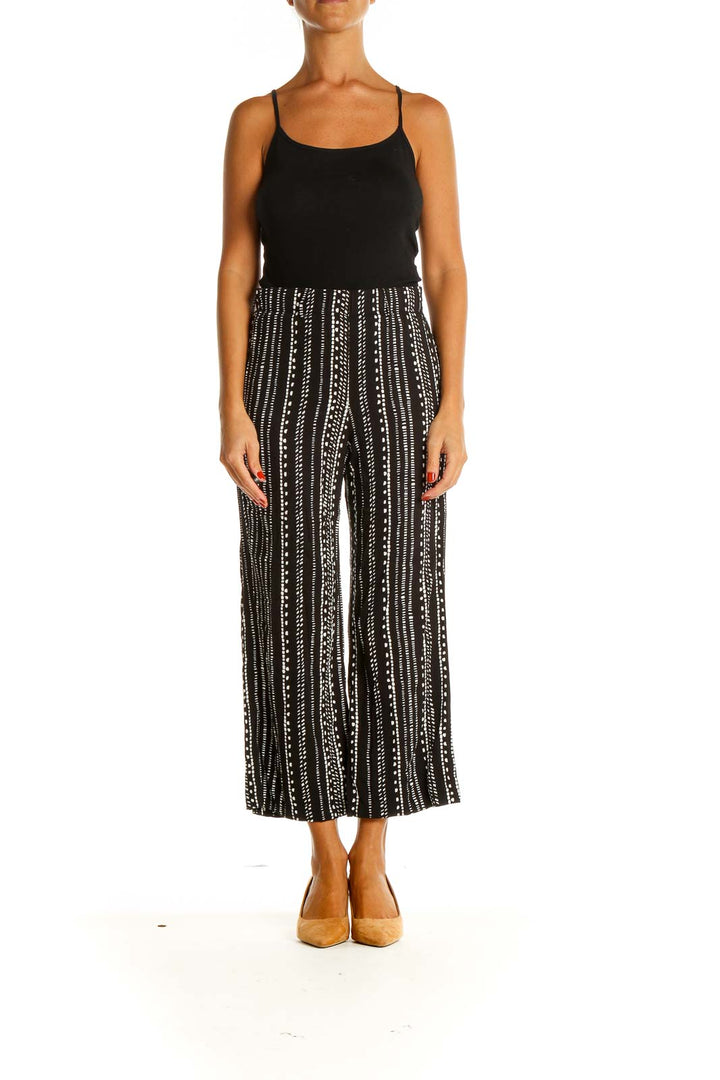 Black Printed Bohemian Culottes Pants