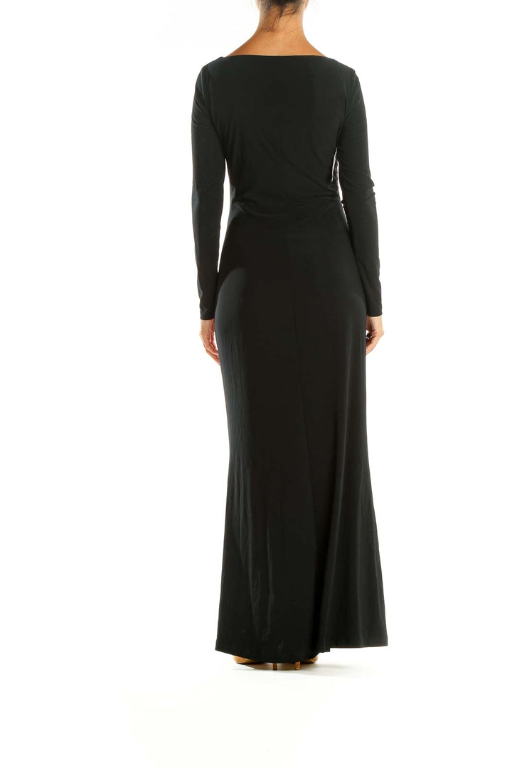 Black Solid Cocktail Column Dress